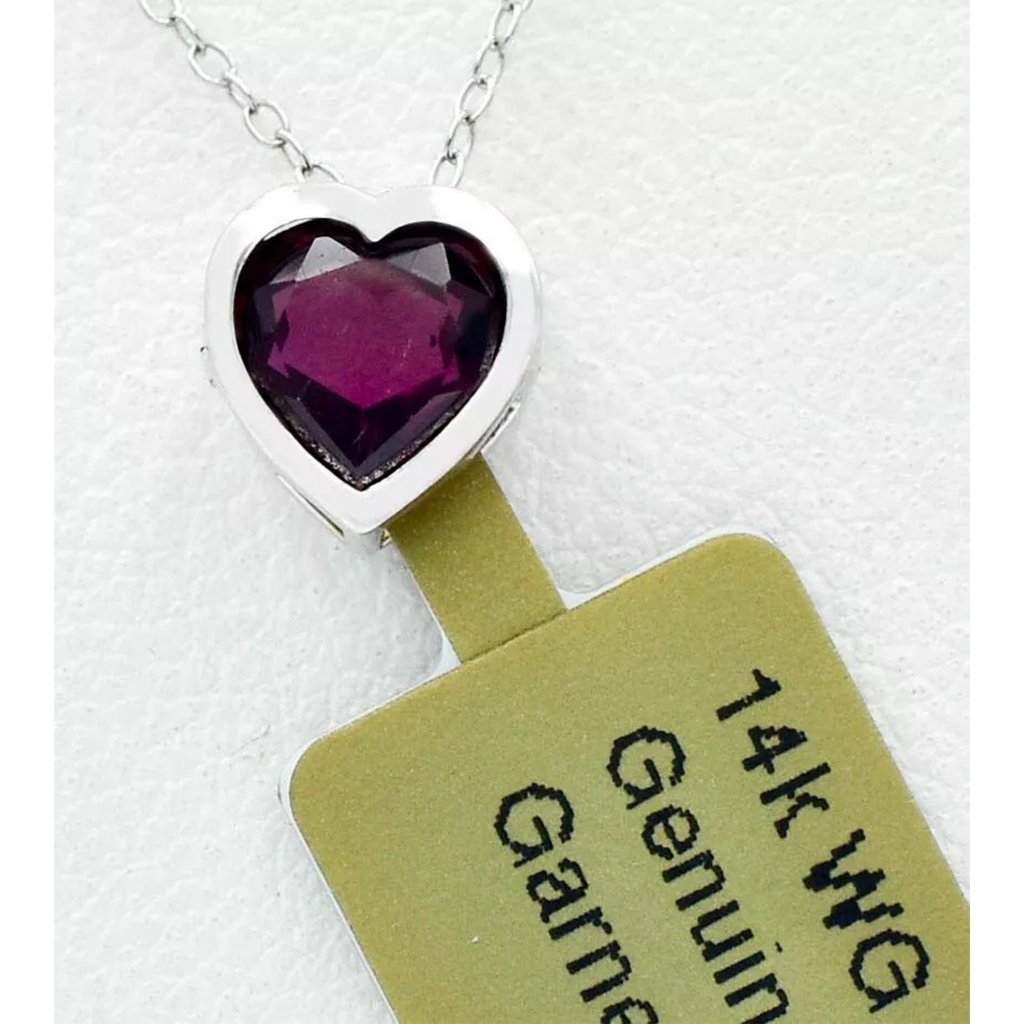 Genuine 1.20 Cts Garnet Heart Pendant 14k Yellow Gold
